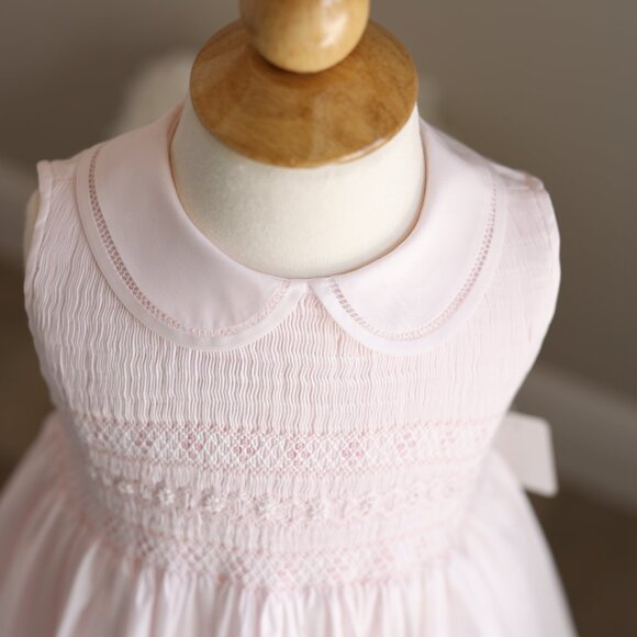 Pink Smocked Dress RARE FIND Pink Embroidery Feltman Brothers Sleeveless PERFECT - Picture 4 of 6
